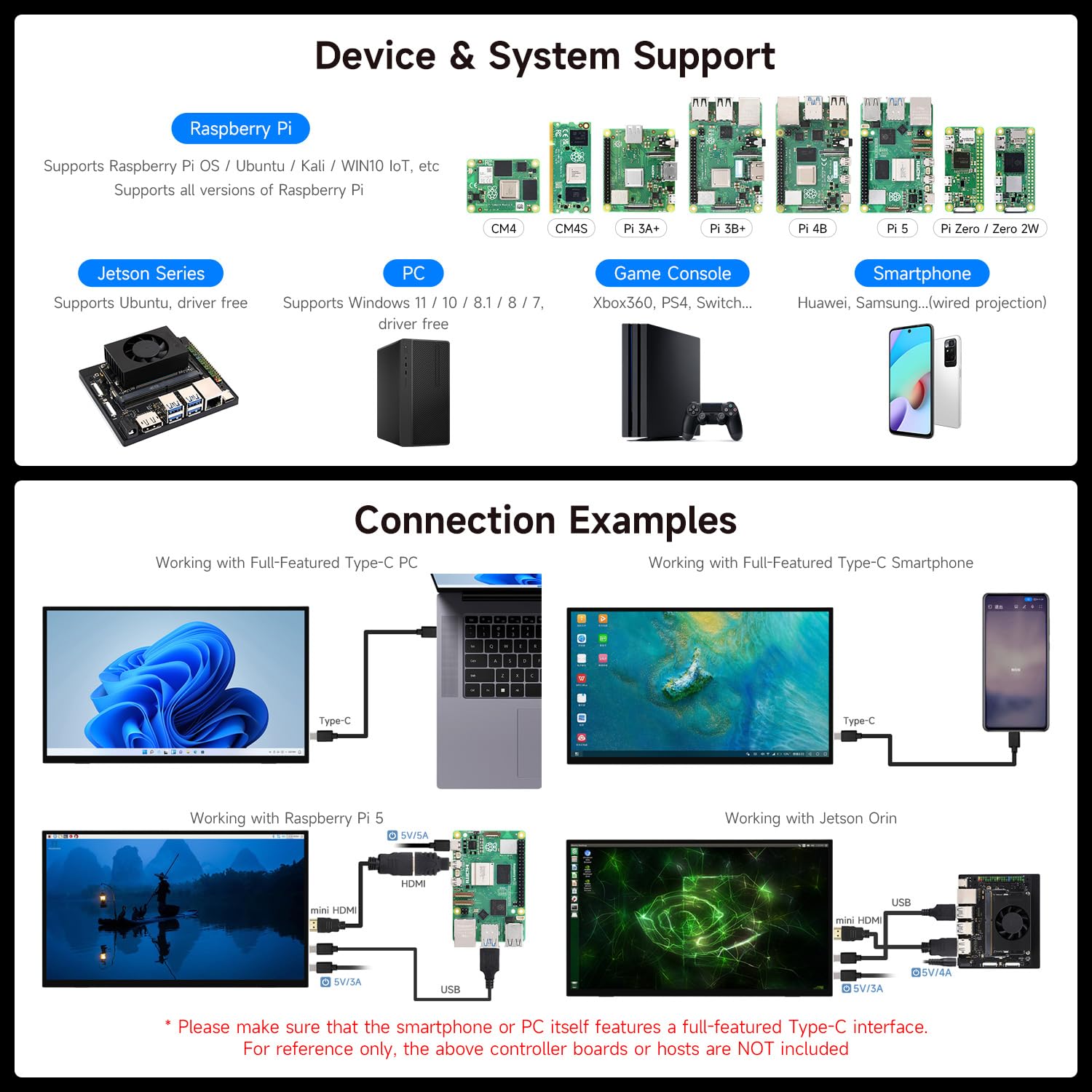 LUCKFOX 18.5″ IPS Touch Portable Monitor with 120Hz, 10-Point Capacitive Touch, HDR, Type-C, Built-in Speakers, Foldable Stand – Compatible with Raspberry Pi, PC, Jetson, Game Consoles & Smartphones