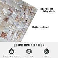 Vista 3 de MOP Mosaico natural de nácar cuadrado sin costuras para baño cocina 12 "x 12" malla de fibra 1 hoja