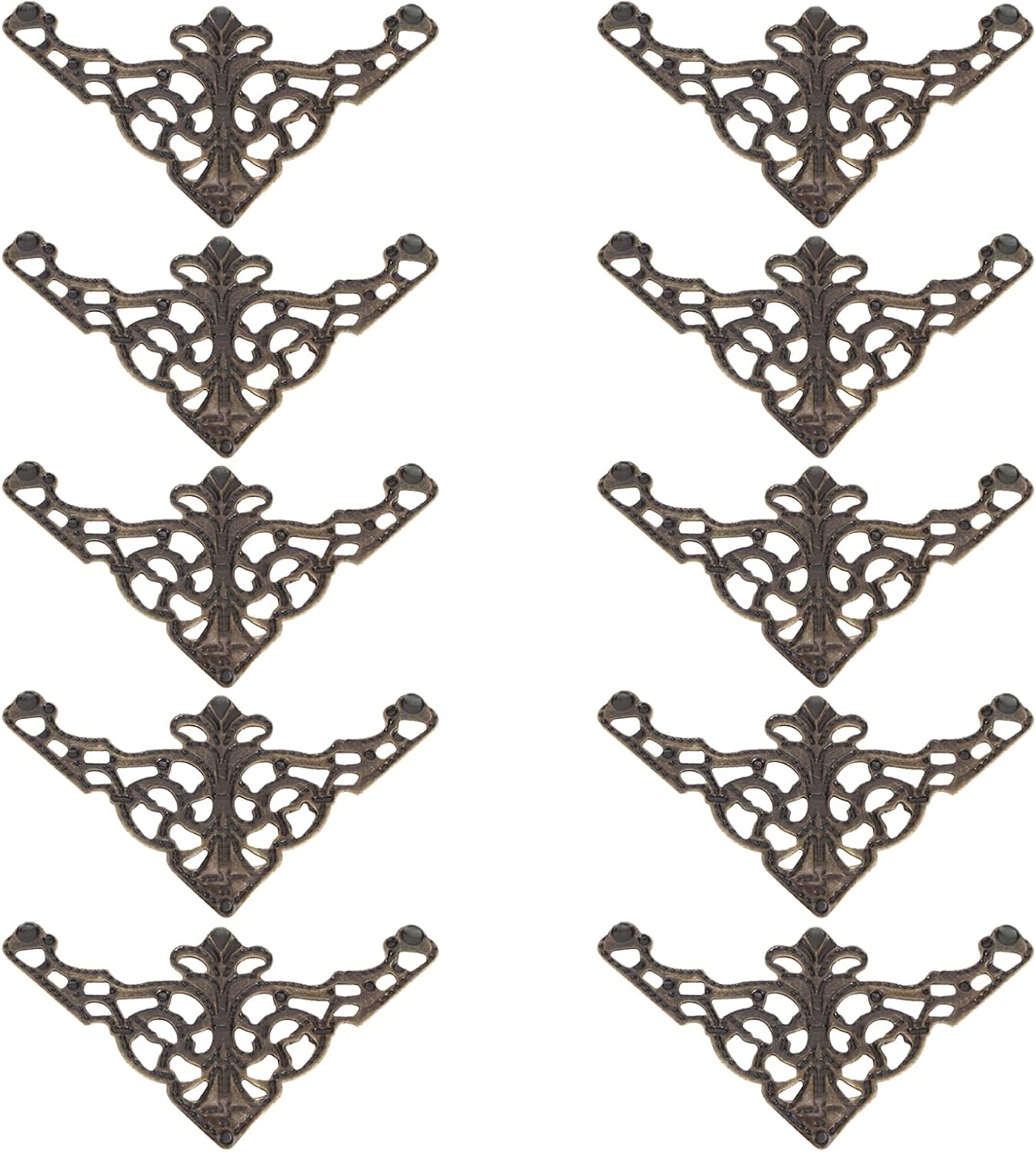 48 Pezzi Angoli Metallici Per Libri - Protezione Vintage In Ferro Per Album, Scrapbooking E Scatole Dei Gioielli (Bronzo, Argento, Oro) - Foto 2