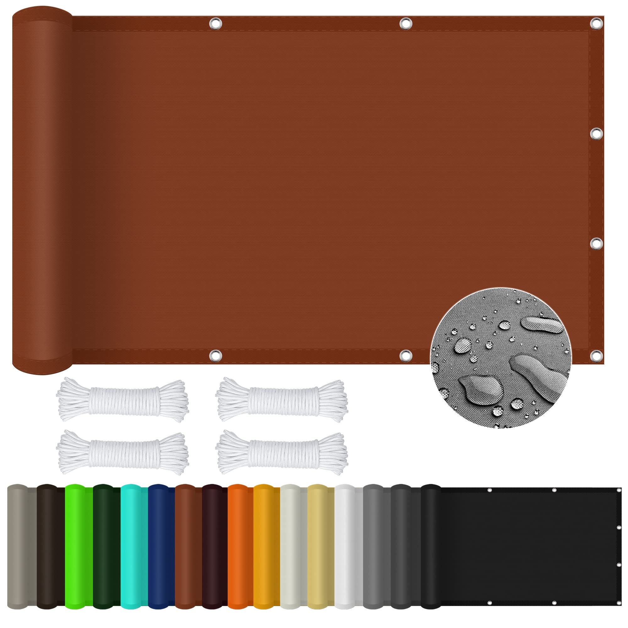Sonnensegel Wasserdicht Sonnenschutz 2 x 5.5 m Rechteckig Wasserdicht UV Schutz Wetterschutz Segel Baldachin Sonnenschutz Windschutz für Balkon Garten Terrasse, Rostrot