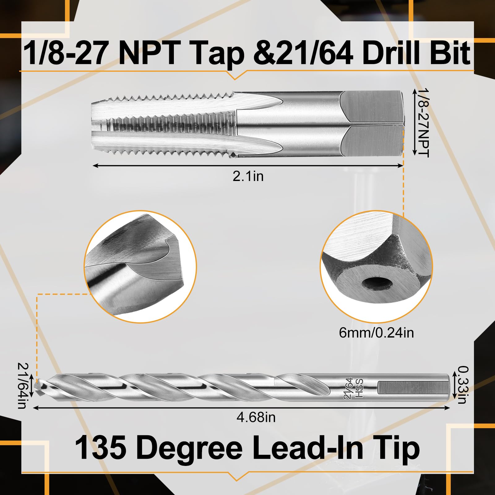 MorningRo NPT Tap & Drill Bit Set - High Speed Steel -2