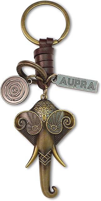 AuPra Elephant KeyRing Gift Ideas Good Luck Leather Keyring Addition Surprise Keys Present