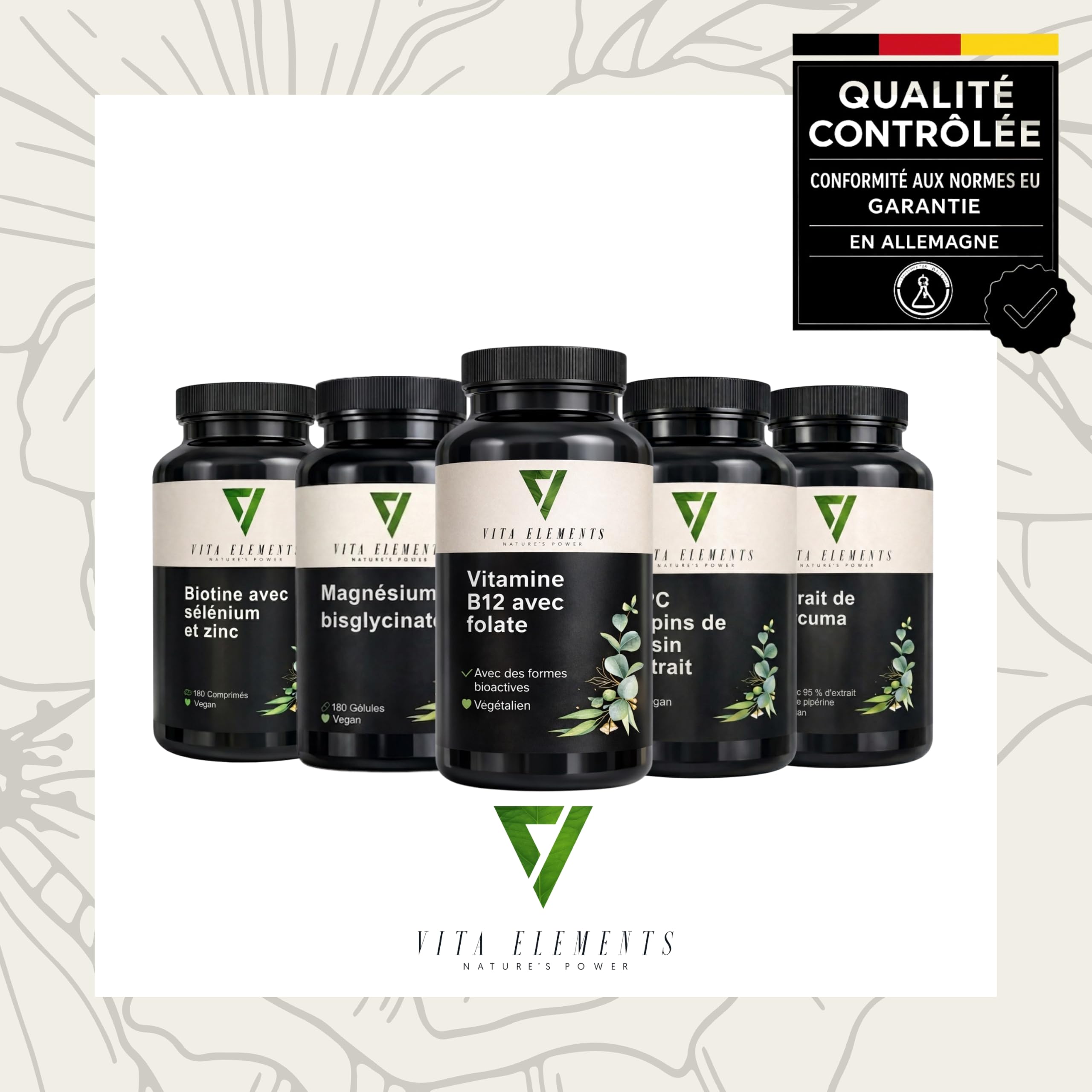 Vita Elements Vitamine B12 avec Acide Folique - 180 comprimés - Lot de 3