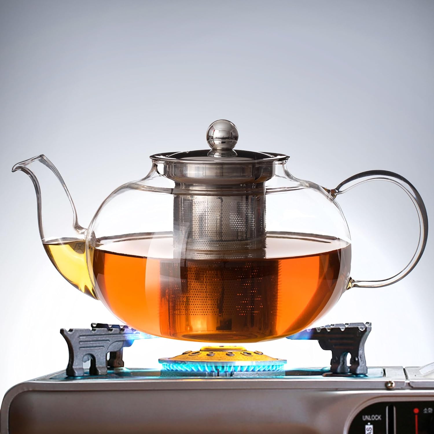 Glass Teapot, 34 Ounce, Tea Pot for Stove Top, Teapot with Infuser