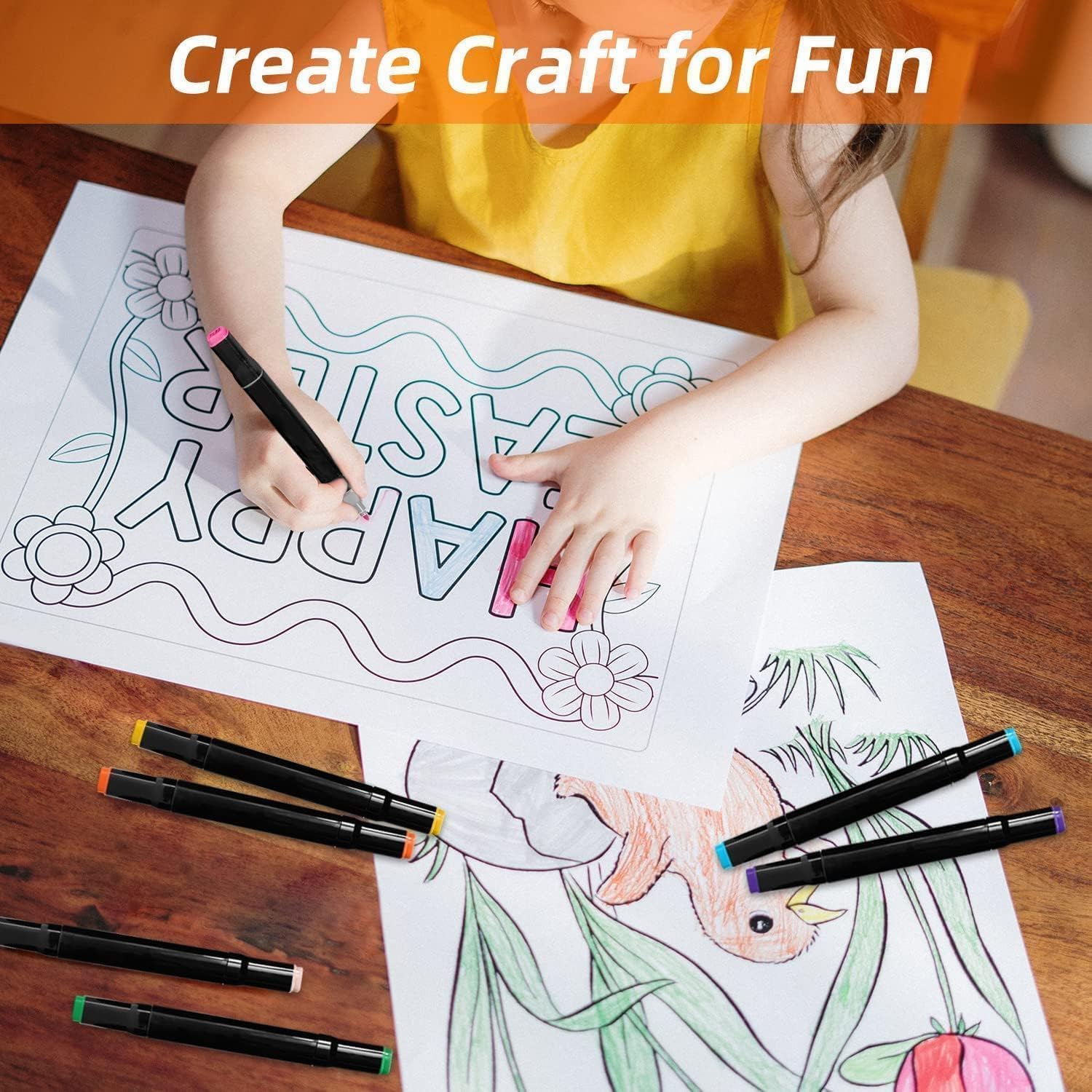 Dkriva® Dual Tip Brush Markers Set - 48 Colorful Sketch Pens for Drawing, Calligraphy & Painting with Carrying Case - Fine & Chisel Tips, Non-Toxic & Smooth Writing for Kids & Adults (80 PCS) 3