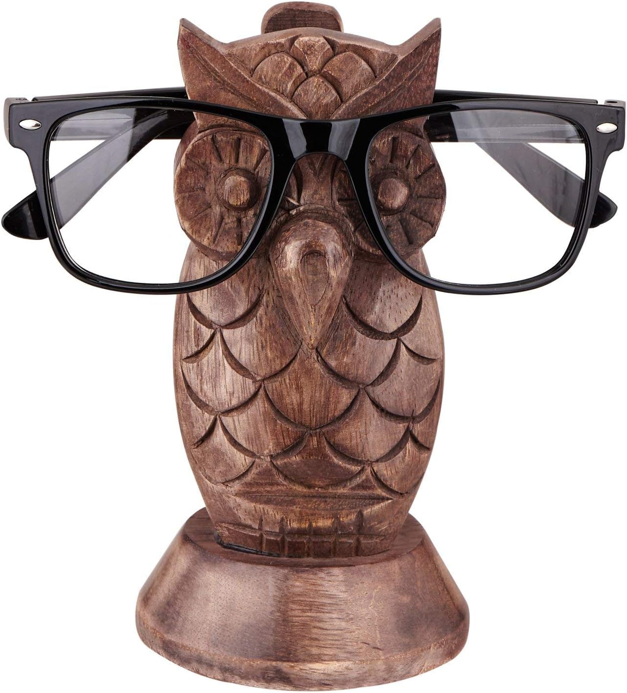 UniqueKrafts(ZYNTIX) Wooden Handmade Owl Shape Specs Holder, Standard , Brown
