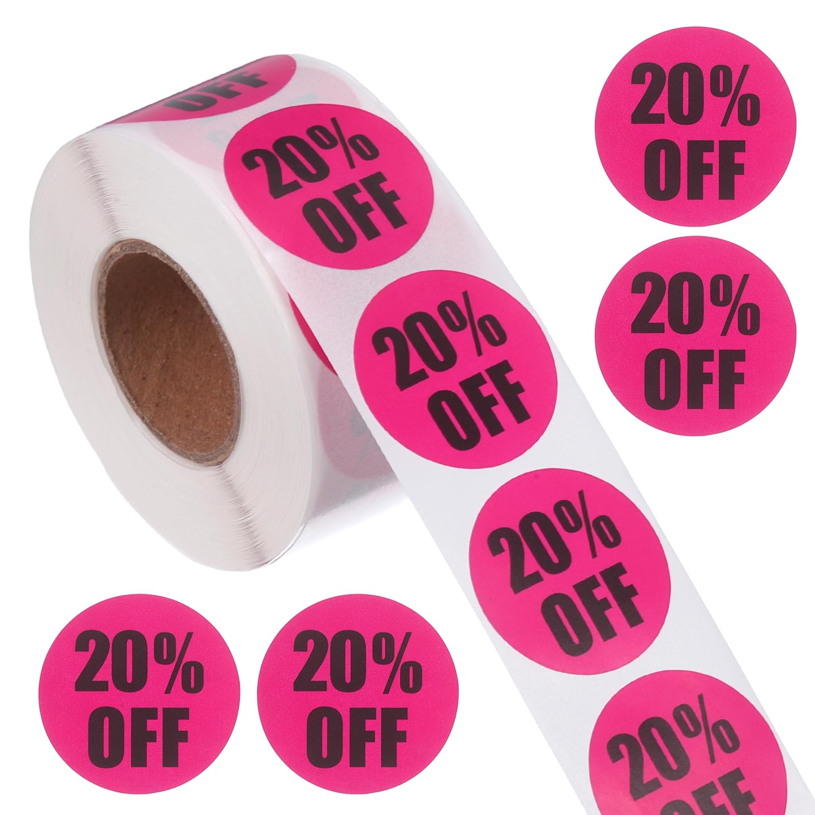 PATIKIL 20% Self-Adhesive Percent Off Sticker, (Rose Red, 1 Inch) (1500Pcs), Round Sale Signs Price Marker Sticker Price Reduced Labels, Suit for - Retail Store/Supermarket/Shops/Clearance