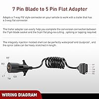 Vista 8 de Nilight Arnés de cableado de extensión de remolque enrollado de 7 vías a 5 vías de 5 pies, trabajo pesado, de 7 pines redondos a 5 pines planos