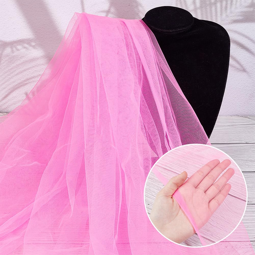 OLYCRAFT 2m/2.2 Yards Deep Pink Tulle Fabrics 1.6m Wide Chiffon Sheer Crepe Fabric 0.1mm Thick Gauze Mesh Bolt Net Chinlon Tulle for Wrapping DIY Sewing Crafts Wedding Party Decorations - Image 3