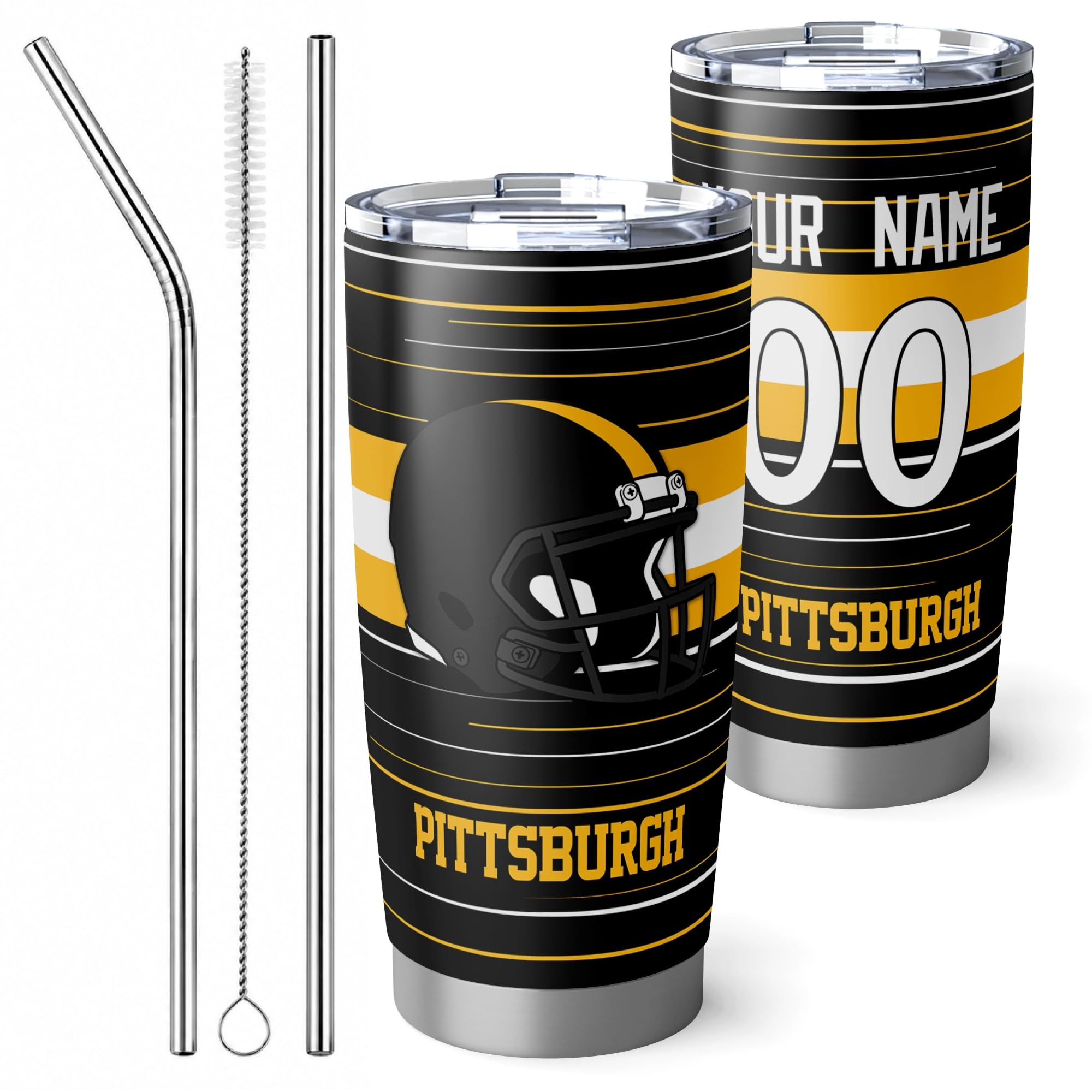Pittsburgh Tumbler 20oz Travel Mug Gifts Custom Name Number