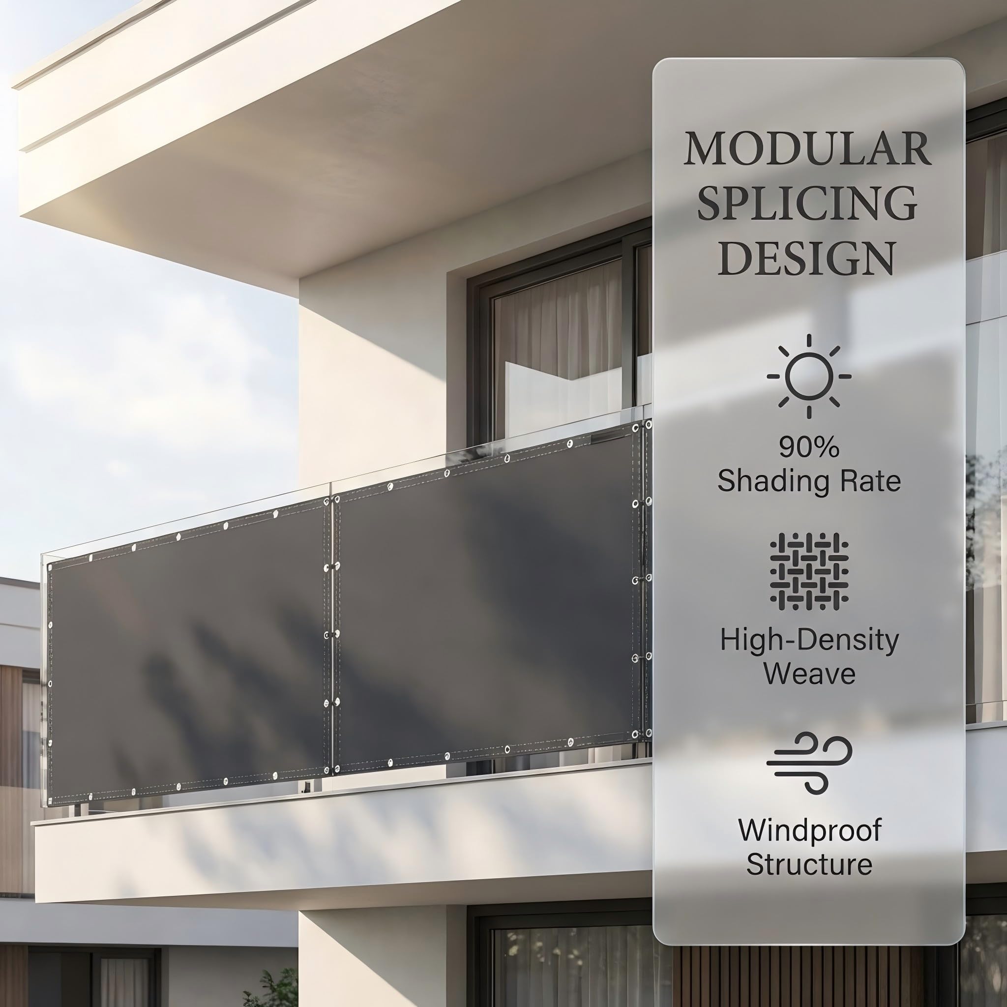 Frangivisto Balcone 0.7x10m | Telo Copri Ringhiera PES 160g/m² Impermeabile | Schermo Privacy Oscurante e Anti-UV con Occhielli | Protezione Vento per Esterno, Antracite