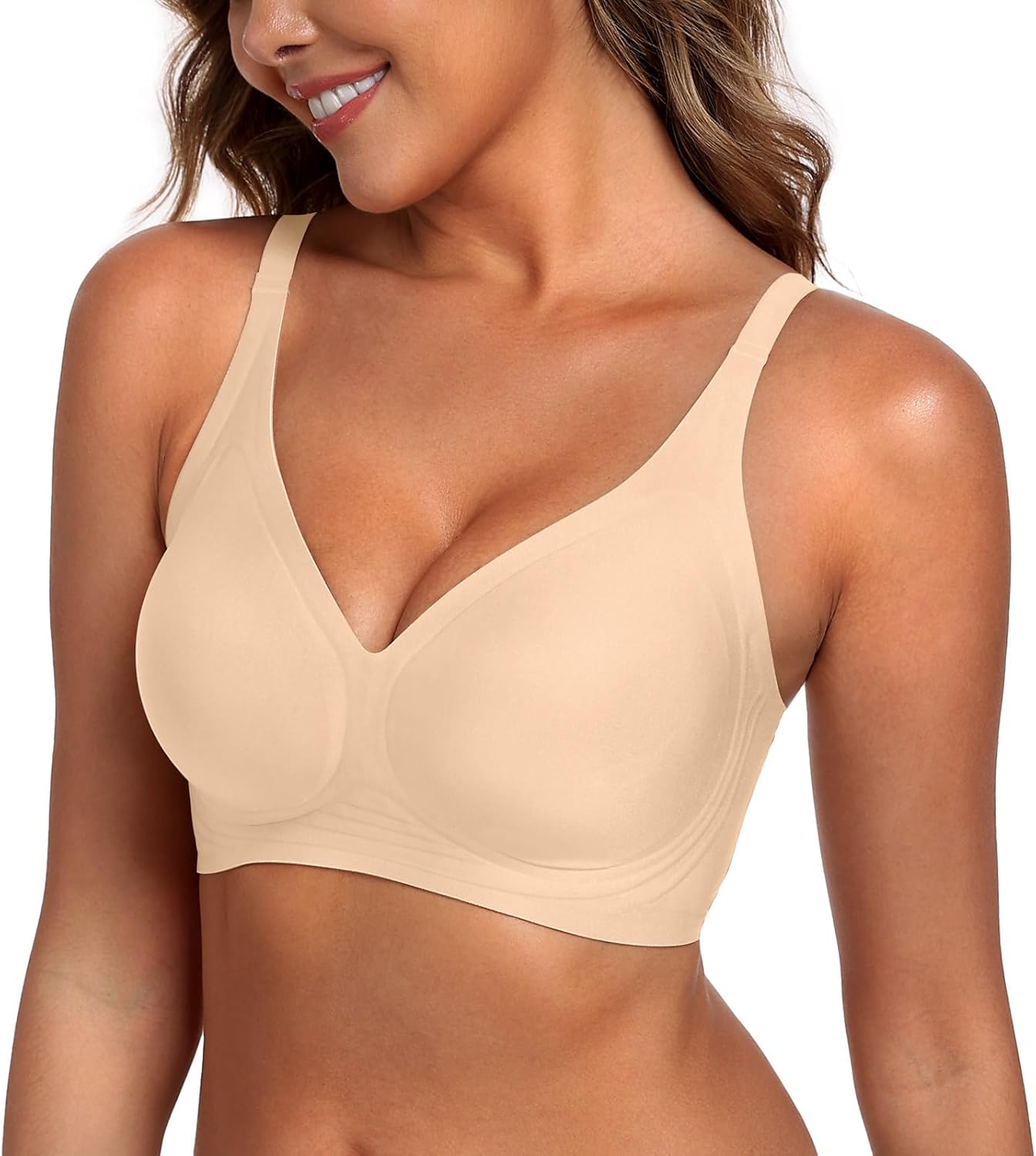 DB MOON Womens Jelly Bras Wireless Seamless Push Up Full Coverage Tshirt Bra No Underwire Supportive Bralette - Image 2