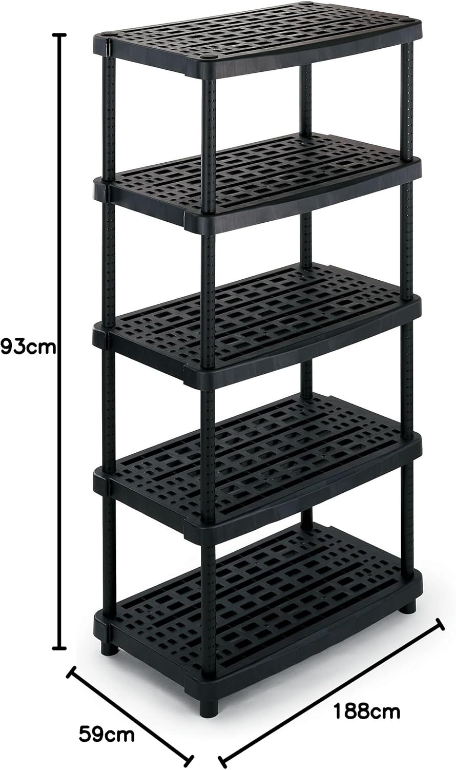 TERRY TS1000518 Extra Deep Plastic Shelf Unit with 5 Ventilated Tiers