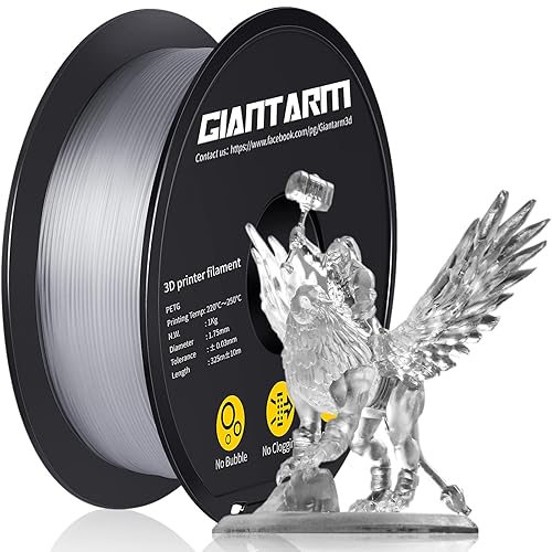GIANTARM PETG Filament 1.75, Clear Transparent PETG Filament 1.75mm 1kg(2.2lb), Toughness Enhanced, Dimensional Accuracy +/-0.02mm, Vacuum Package - Petg-clear