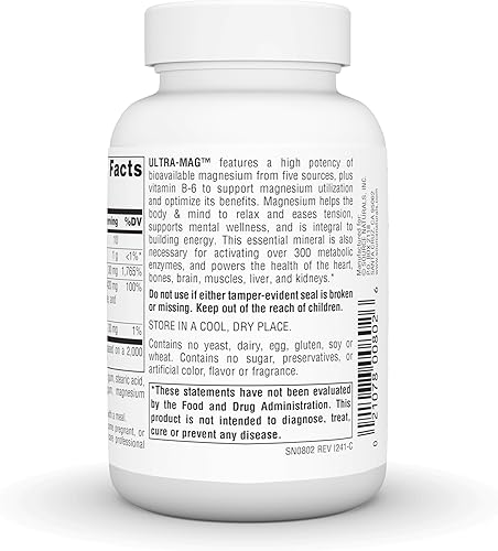 Vista 11 de Source Naturals Complejo de magnesio de alta eficiencia Ultra-Mag - Mantiene la función muscular y nerviosa - 120 tabletas