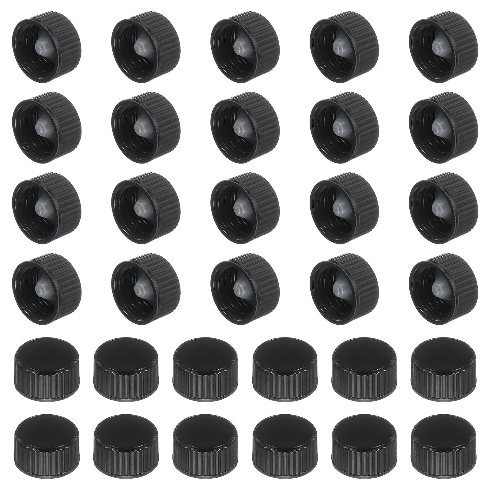 QUARKZMAN 32 Pezzi Copertura In Resina Fenolica, 18mm Guarnizione In Poli Tappi A Vite Di Plastica Tappi Di Sostituzione Per Bottiglie Filettati Tappi In Plastica Per Bottiglie, Nero