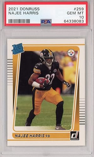 Graded 2021 Panini Donruss Najee Harris #259 Rated Rookie RC Football Card PSA 10 Gem Mint