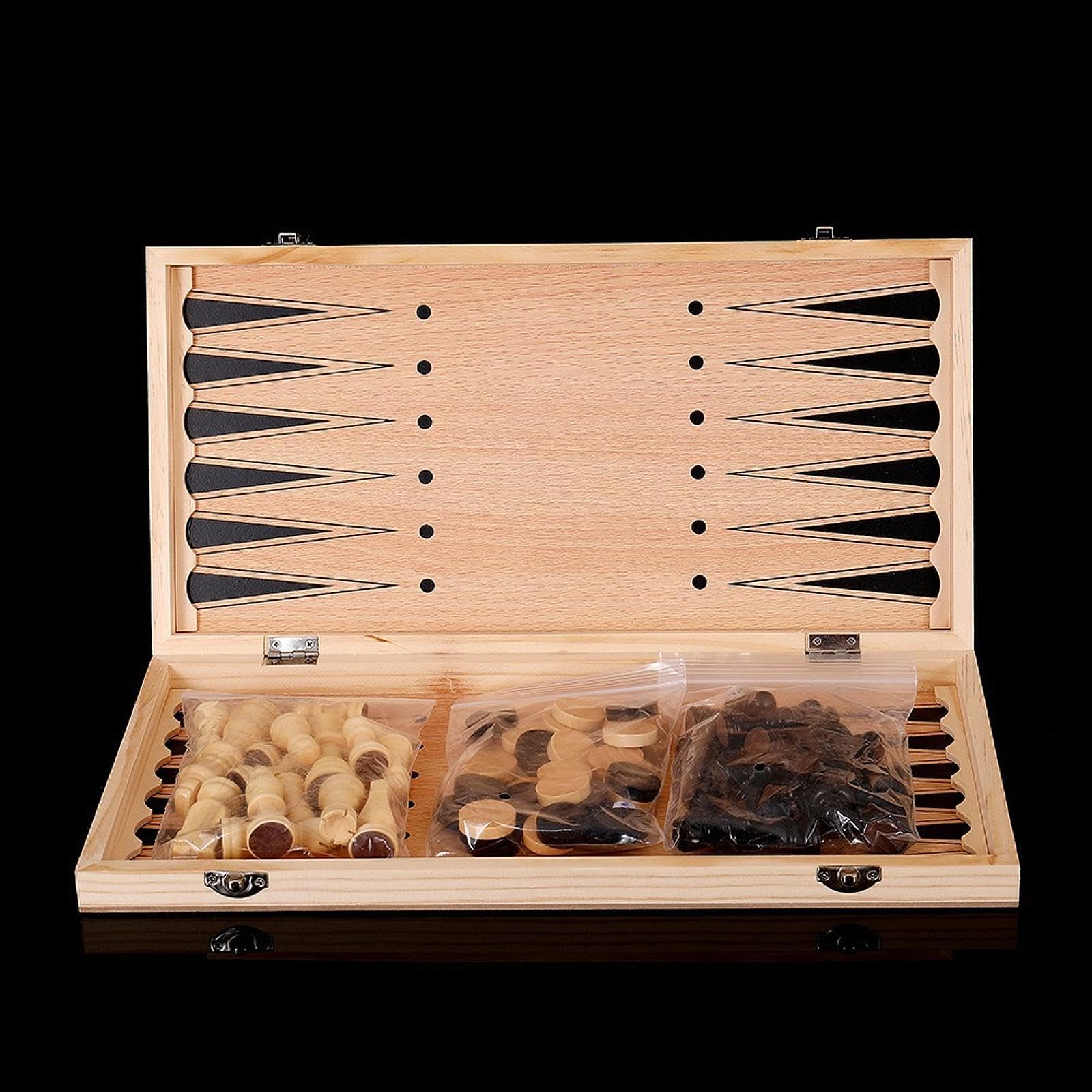 UJEAVETTE Toy 3 in 1 Wooden Chess Set Classic Board Game for Outings Professional Beginner Contemporary Chess-image-27