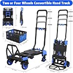 2-in-1 Folding Hand Truck Dolly, Heavy Duty with Folding | Premium Quality Construction, Easy Quick Assembly, Durable Long-Lasting Design, Versatile Multi-Purpose Use