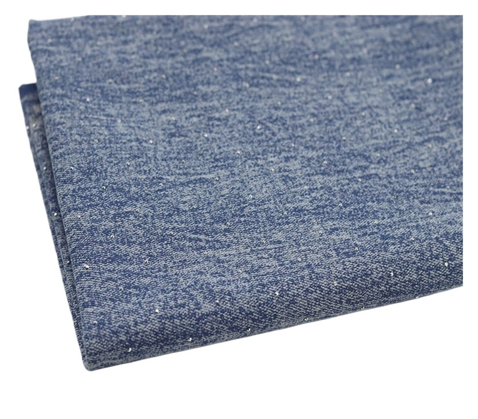 Washing Denim Fabric with Shiny Diamonds for Dressmaking