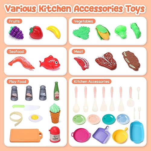 Miniatura 6 de cute stone Accesorios de juguete de cocina para niños, juego de cocina de simulación con juguetes, utensilios de cocina y utensilios, juguetes