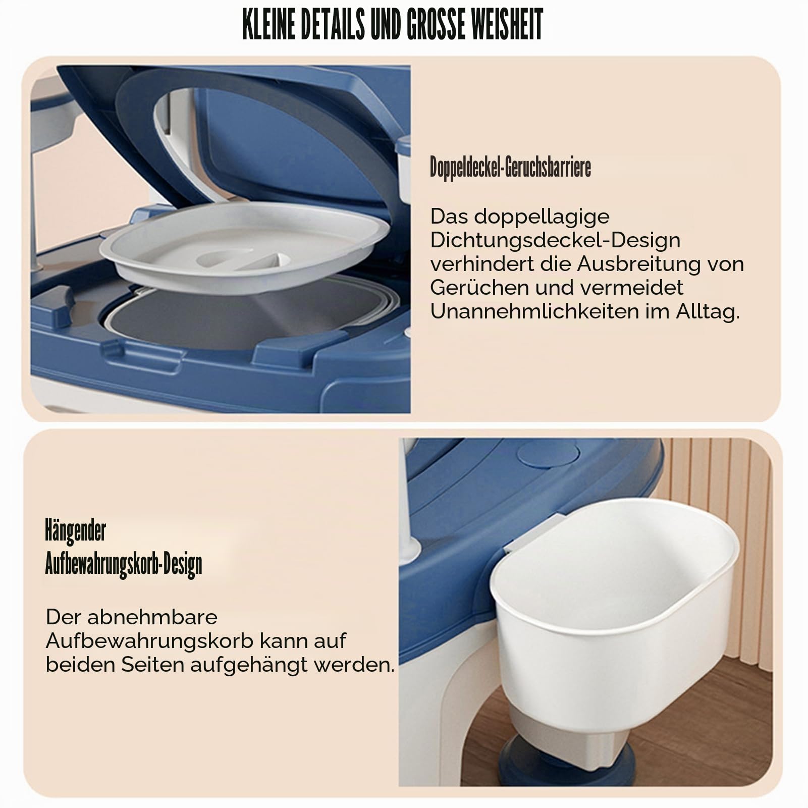 Nachtkommode, tragbare Toilette, Toilettenstuhl mit Griffen, höhenverstellbar, mobile tragbare Toilette, Erwachsenen-Töpfchenstuhl, Belastung 400 kg, für Senioren, Behinderungen, ältere
