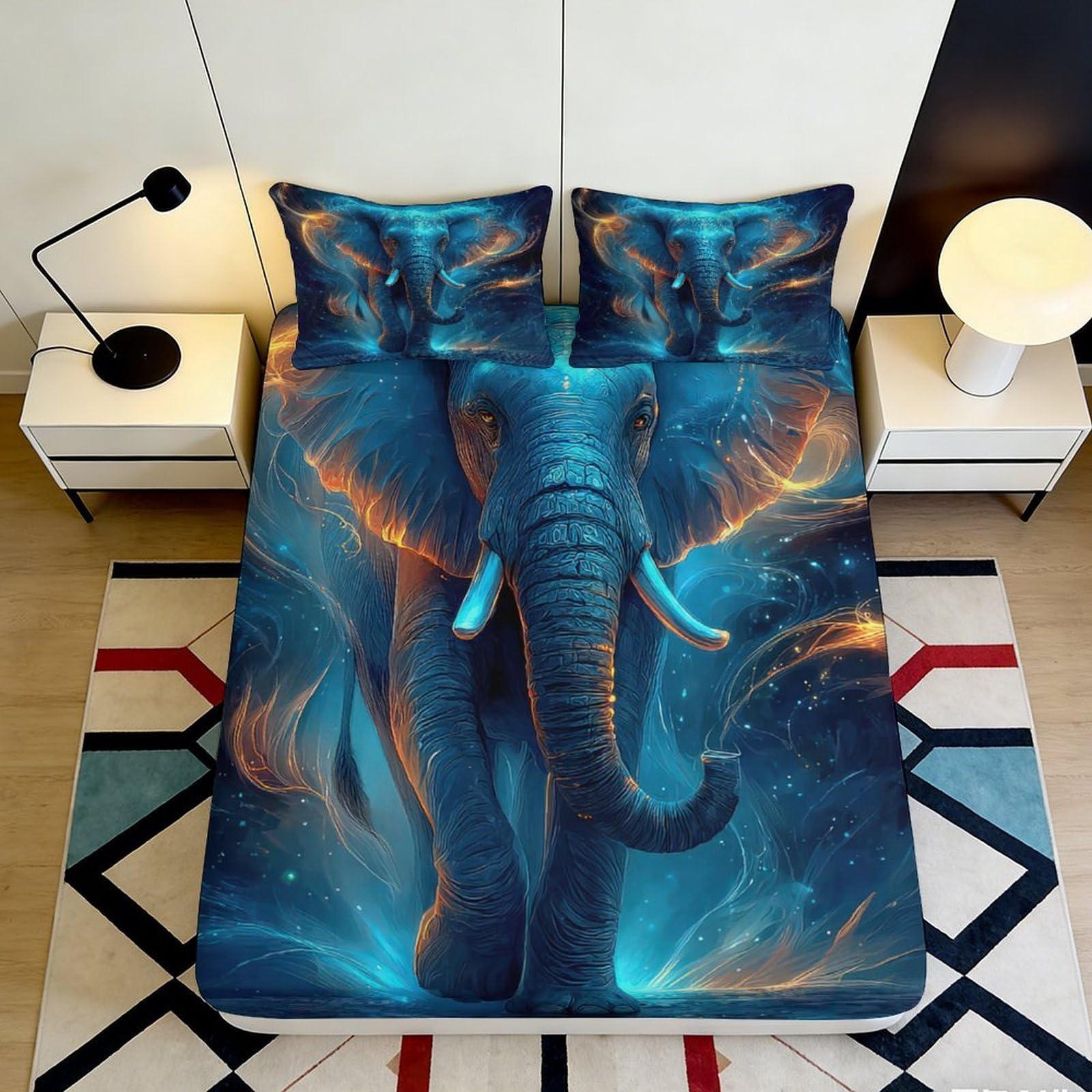 Dhbaneiok Style-6 3D Printed Majestic Elephant Fitted Sheet Microfiber Soft Anti-Slip Mattress Cover For Bedroom Guest Room Decor 90X200x25cm
