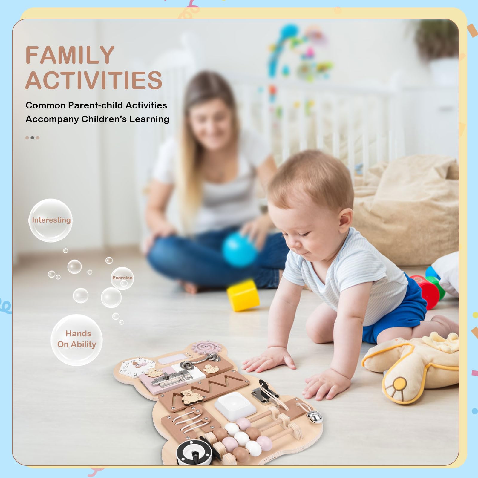 Busy Board Consiglio Occupato Montessori Scheda attività Sensoriale Tavole di attività Sensoriali per Bambini in Legno Fatte a Mano