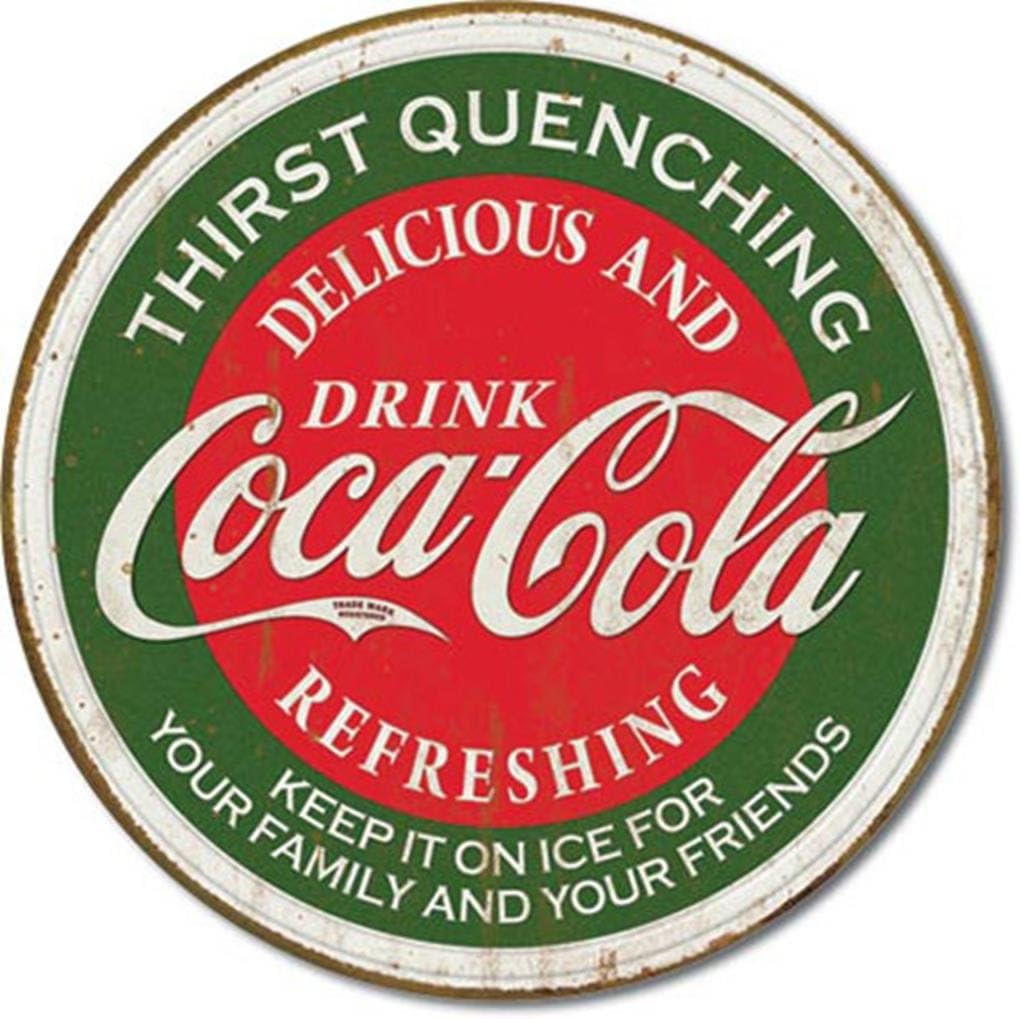 Amazon Co Jp コカコーラ Thirst Quenching ラウンド レトロシリーズ アメリカンブリキ看板 文房具 オフィス用品