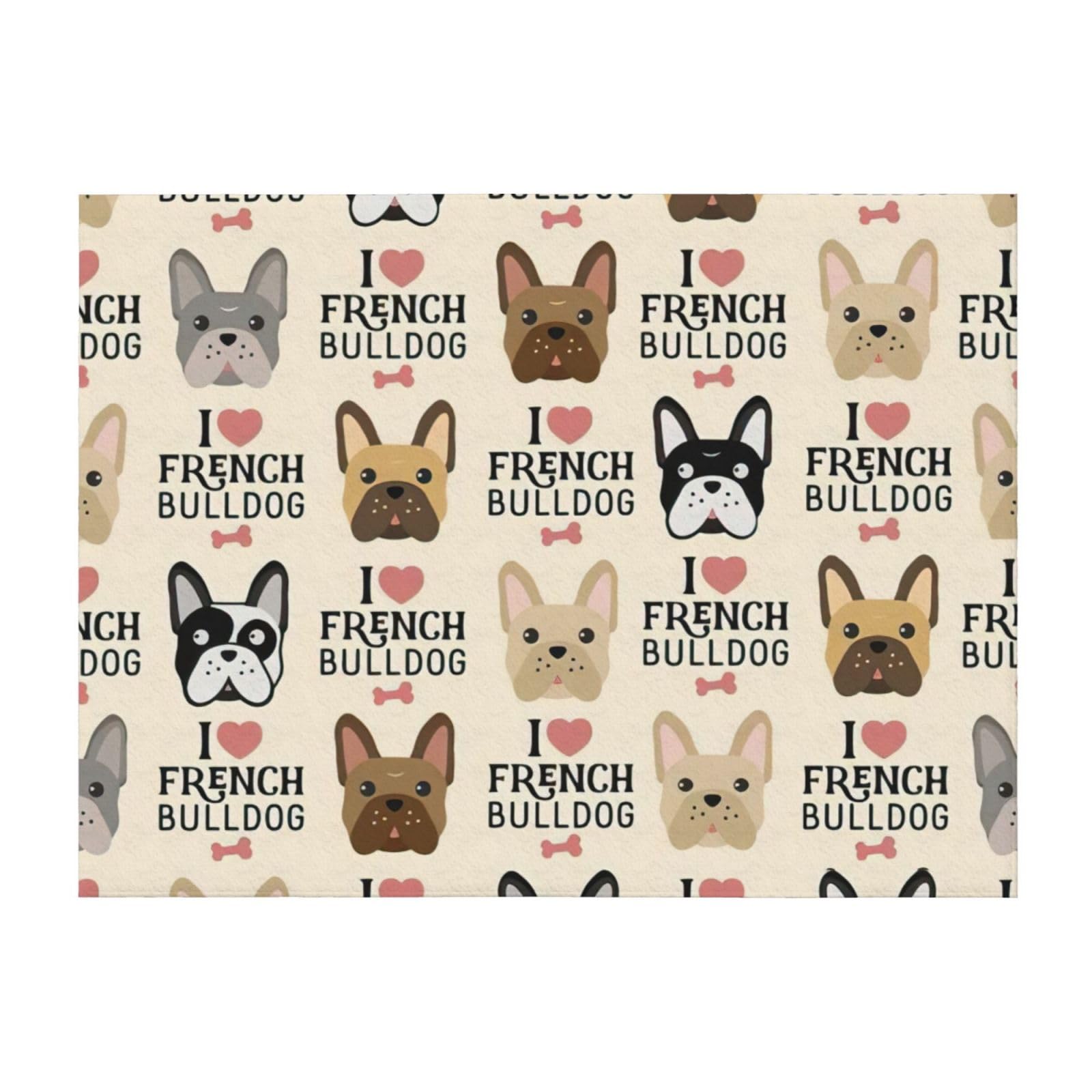 Couverture de lit bouledogue français microfibre EdWal plaid léger imprimé chien