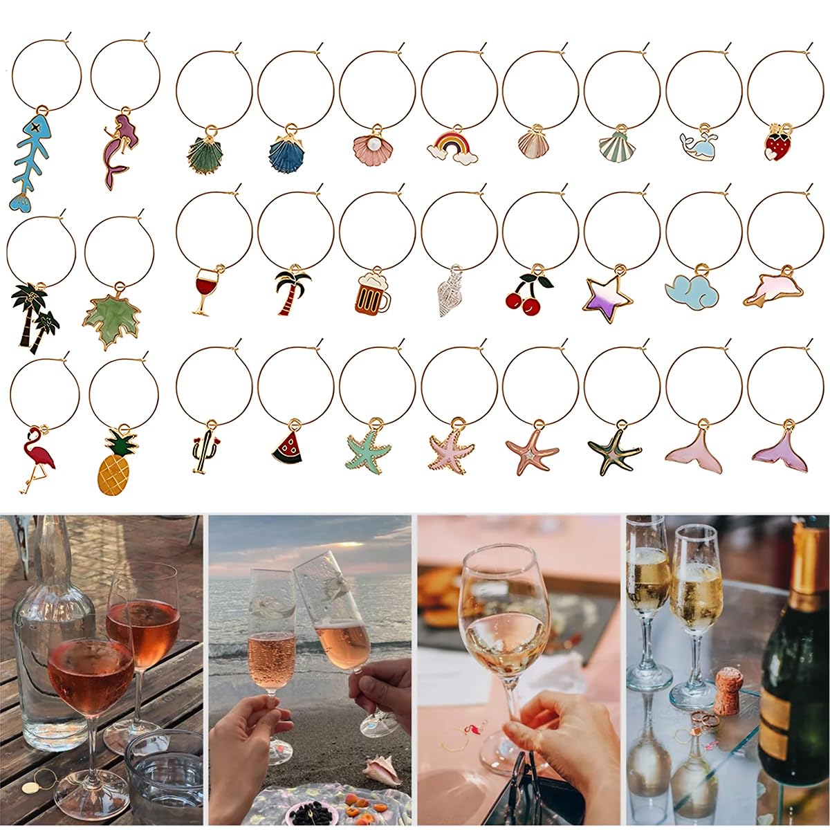 60 Segna Bicchieri Per Calici Di Vino - Ciondoli Decorativi Per Feste E Degustazioni - Foto 10