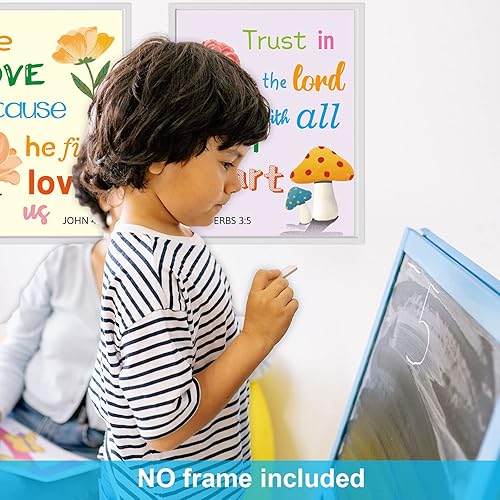 Miniatura 5 de WorldBazaar Carteles bíblicos católicos para el aula, 81 unidades, decoración cristiana de tablón de anuncios, guardería religiosa, escuela
