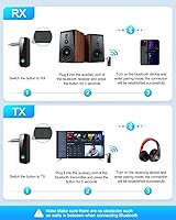 Vista 6 de Adaptador Bluetooth 5.3 Aux Ankilo (Actualizado) para Coche, Receptor Transmisor Bluetooth 2 en 1 para Coche con Pantalla, Adecuado para Coches
