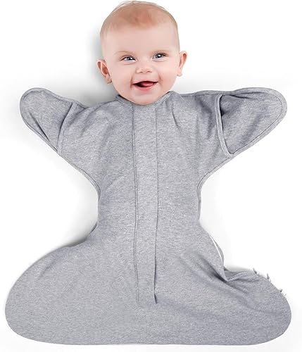 Miniatura 5 de Saco de dormir para bebé, saco de dormir para recién nacido, con cremallera de 2 vías, pañales fáciles de cambiar, evita sobresaltos, de 3 a 6