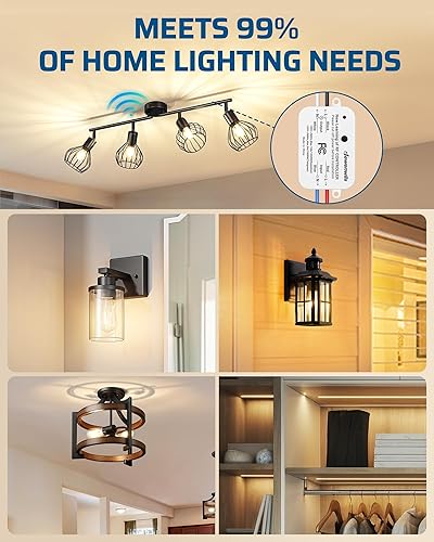 Miniatura 2 de DEWENWILS Kit de interruptor de luz inalámbrico y receptor, no requiere cableado en la pared, interruptor de pared con control remoto para luces de