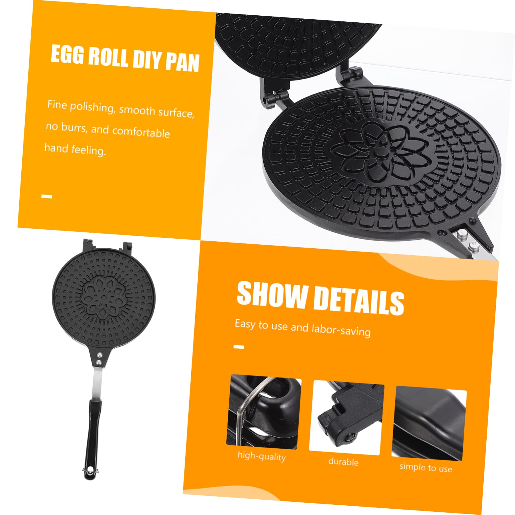 ABOOFAN Tegamino per Involtini di Uova Antiaderente Nero in Abs e Lega di Alluminio Multi-funzione per Involtini di Uova e Coni Gelato per Bbq e Feste in Giardino