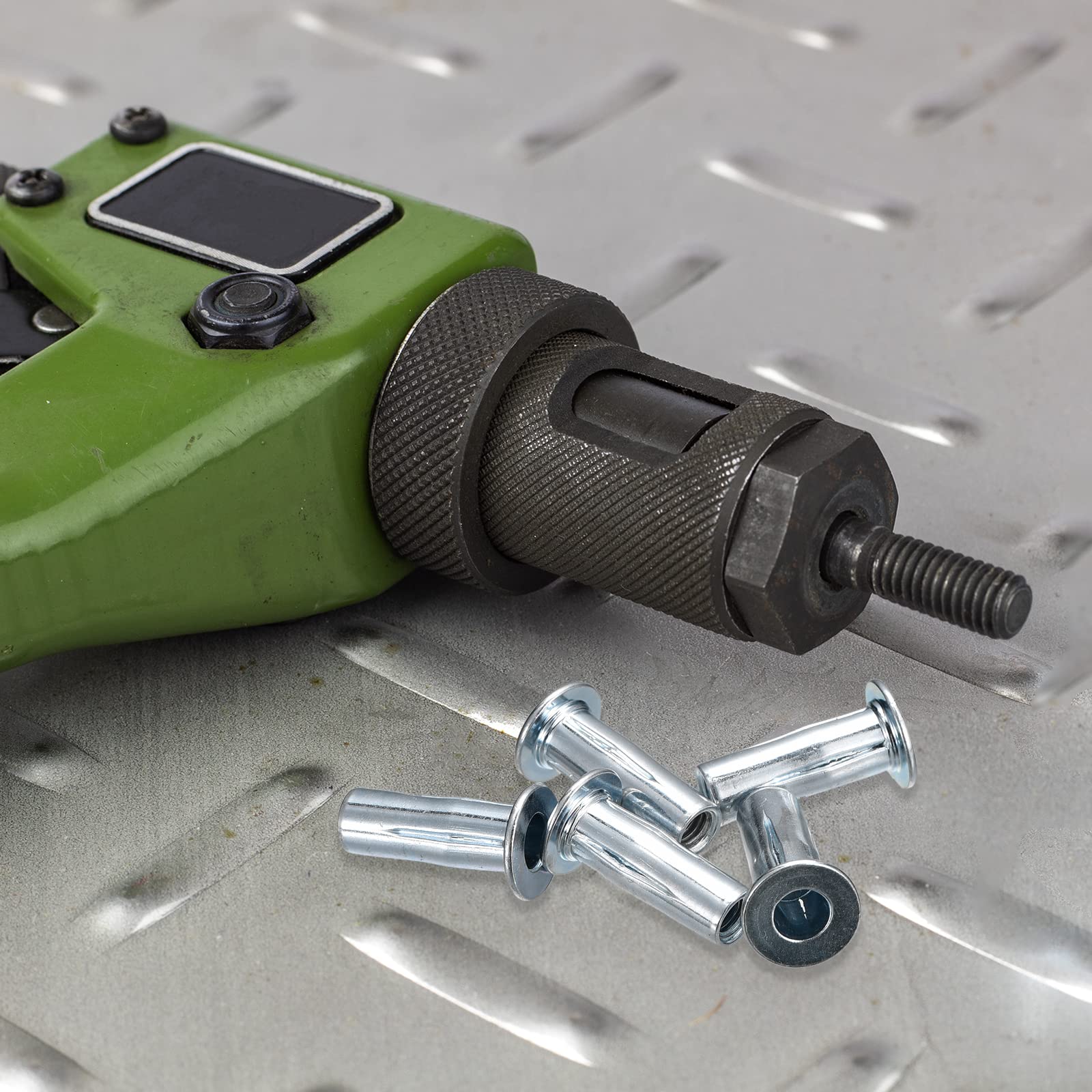 sourcing map M6 Multi-Agarre Remache Tuercas, 25uds Preabultado Vástago Plano Cabeza Roscada Insertar Tuerca Carbono Acero Plus Tuercas para Construcción Industrial