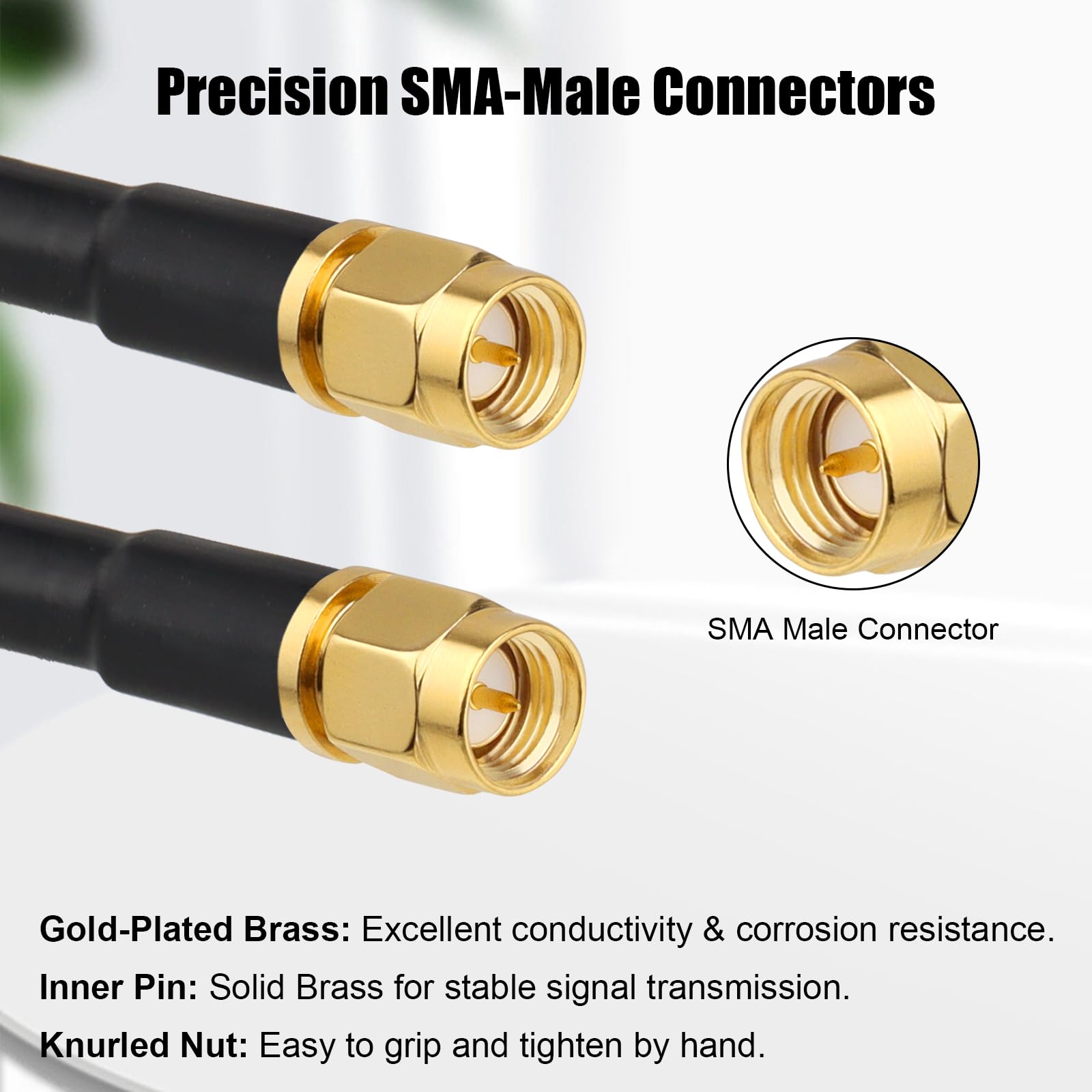 XRDS -RF RG8X Cavo di prolunga SMA a bassa perdita da SMA maschio a SMA maschio, cavo coassiale in rame intrecciato ad alta densità, 50 Ohm, per antenna WiFi, gateway 4G 5G LTE, router, radio