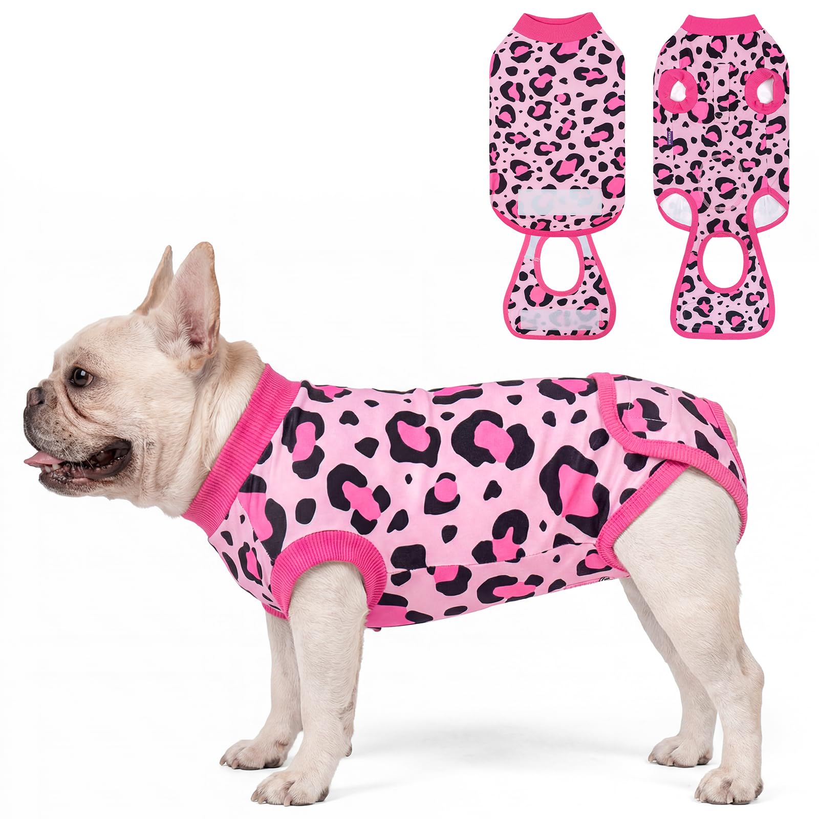 cyeollo Dog Recovery Suit Female, Breathable Surgery Suit for Dogs Female After Spayed, Soft Surgical Body Suit Dog Onesie, E-Collar &amp; Cone Alternative, Anti-Licking Wound Surgery Clothes, Leopard M