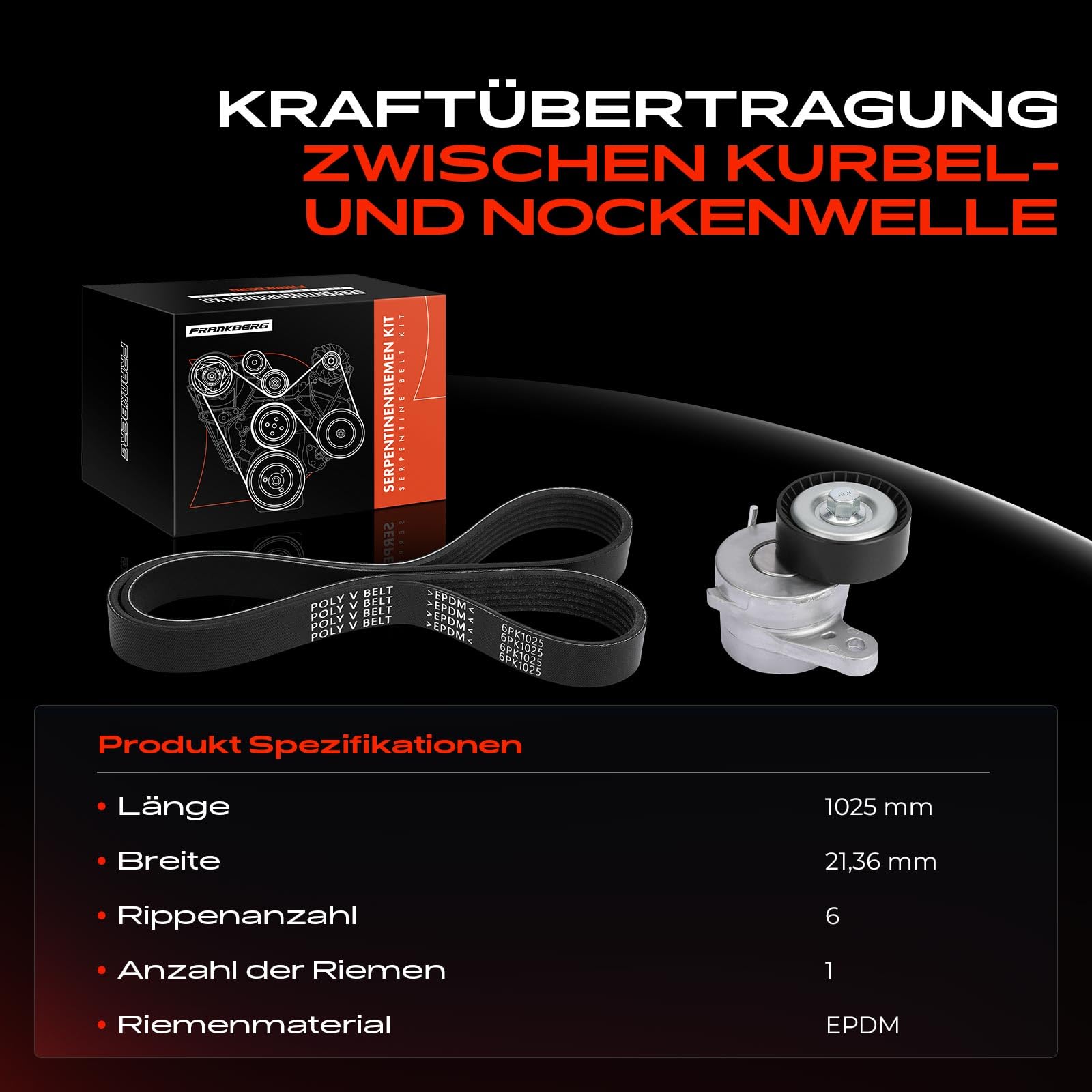 Frankberg Zahnriemenkit Zahnriemensatz Kompatibel mit P.a.s.s.a.t Variant 3G5 CB5 2.0L O.c.t.a.v.i.a III Combi 5E5 5E6 2.0L T.i.g.u.a.n AD1 AX1 2.0L Replace# K016PK1025