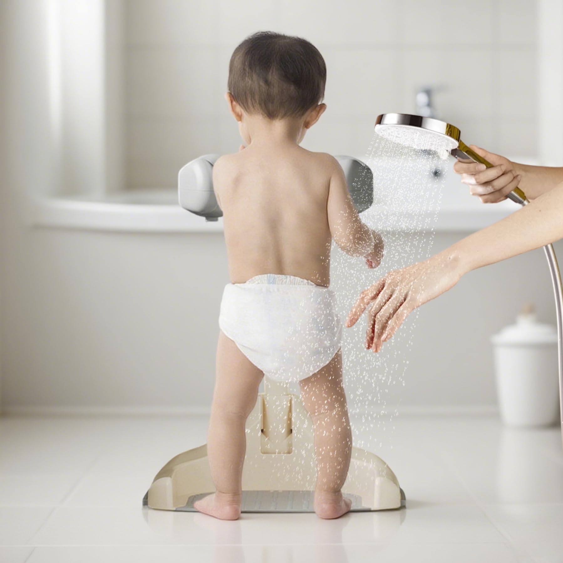 Supporto per bagnetto per bambini, altezza regolabile e supporto antiscivolo per bagnetto con blocco di sicurezza, pieghevole e portatile per bambini dai 6 mesi in su