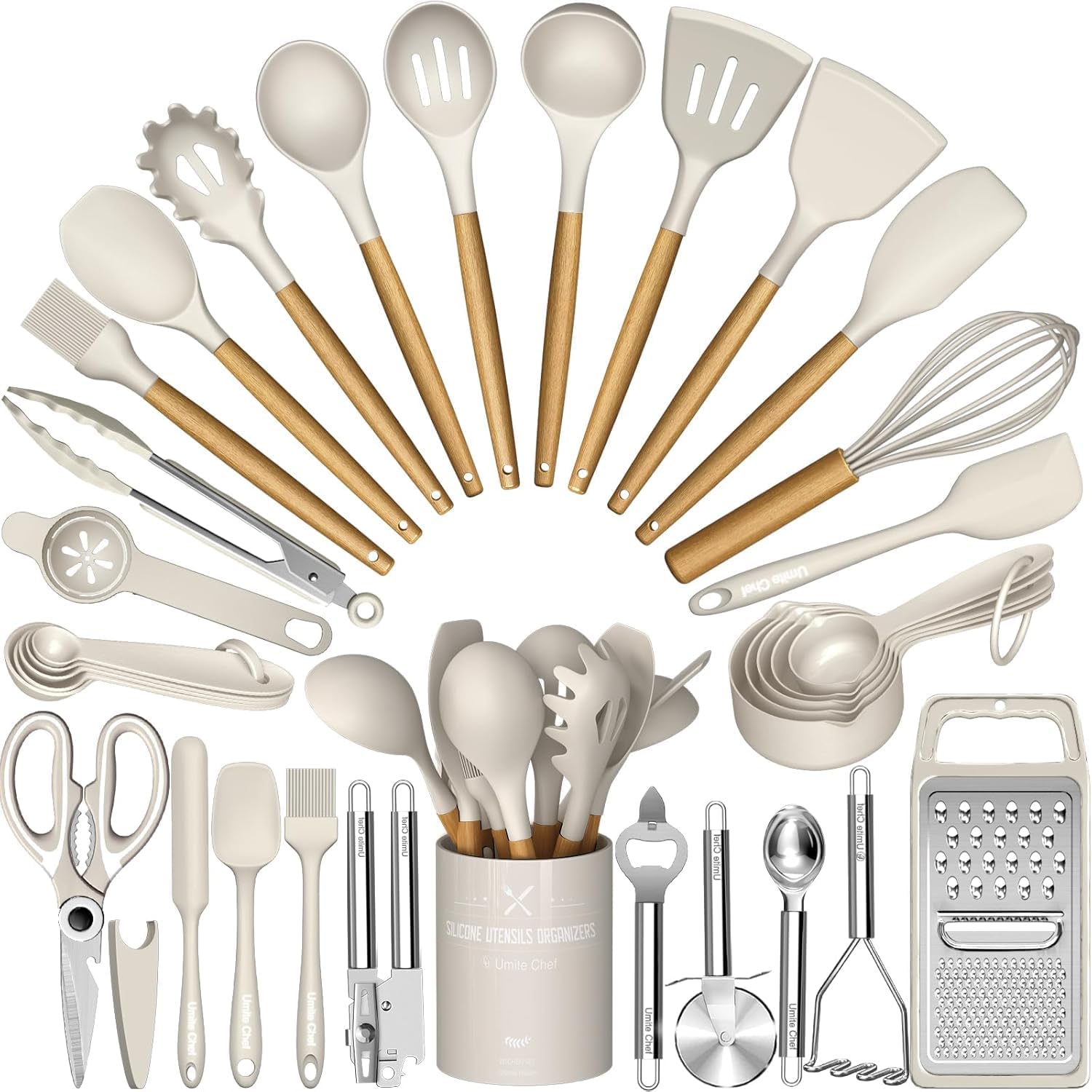 Umite Chef Food Grade Thickened Silicone (Stainless Steel Core) Kitchen Gadgets Tools Set - Kitchen Cooking Utensils Set, Heat Resistant Kitchen Spatula Tools Set