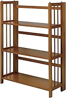 Casual Home Chestnut 3-Shelf Folding Stackable Bookcase 27.5" Wide Solid Wood No Assembly