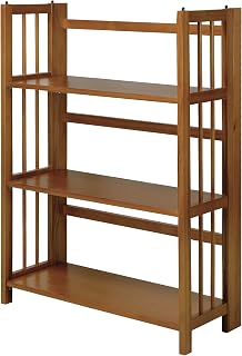 Casual Home Chestnut 3-Shelf Folding Stackable Bookcase 27.5" Wide Solid Wood No Assembly