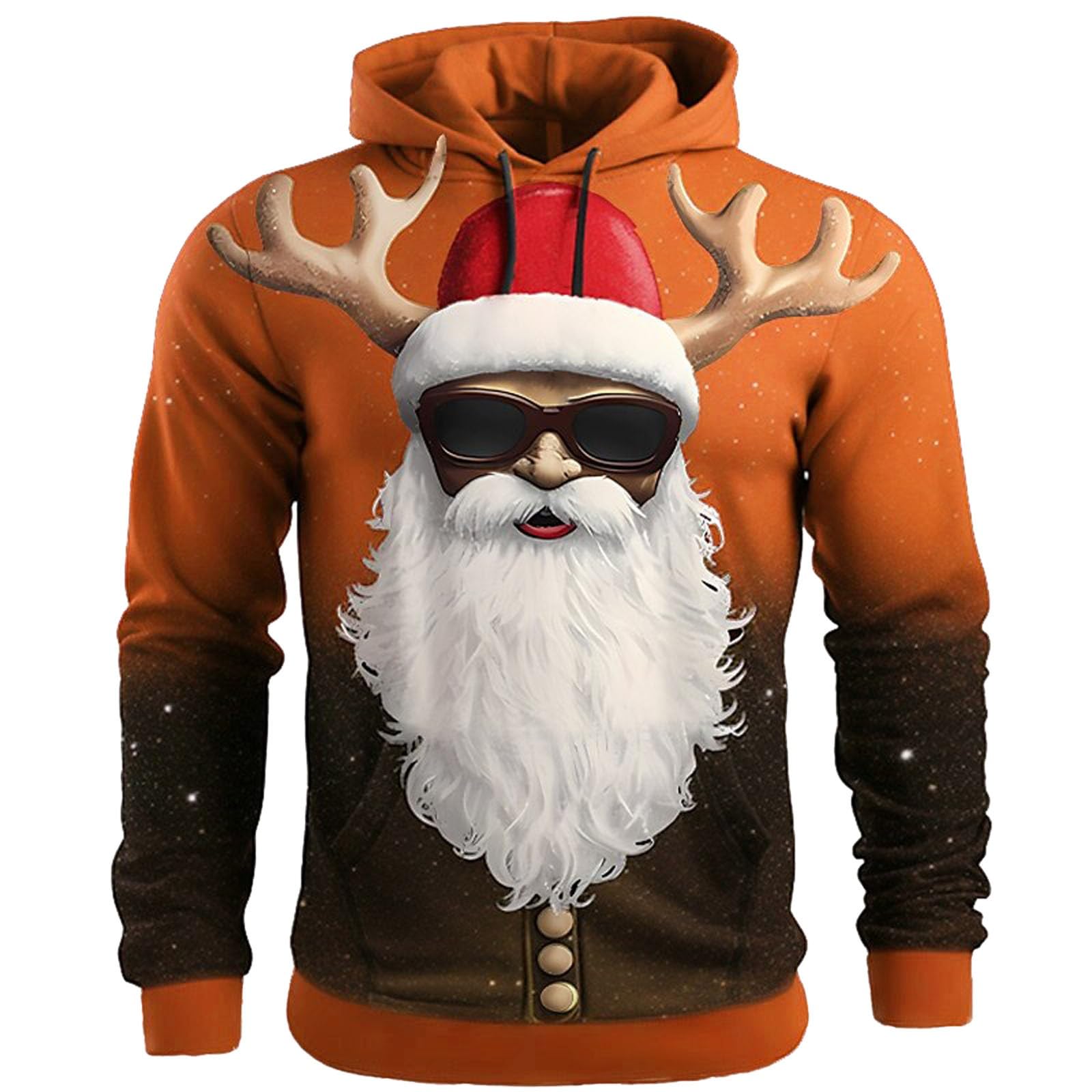 Sweat à capuche de Noël homme imprimé 3D drôle et unisexe