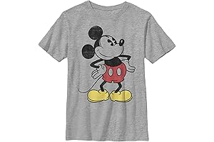 Kid's Mickey Mouse Shirt: Disney Characters Classic Vintage Mickey Boy's Heather Crew Tee