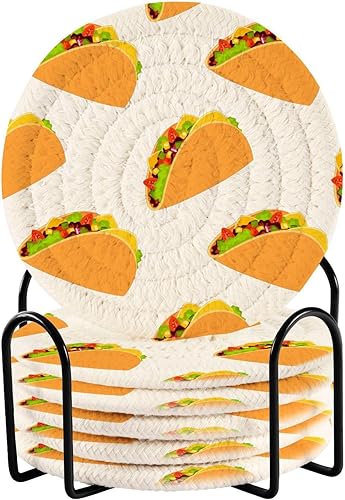 Miniatura 1 de Juego de 6 posavasos absorbentes para bebidas, posavasos para mesa, taco, sin costuras