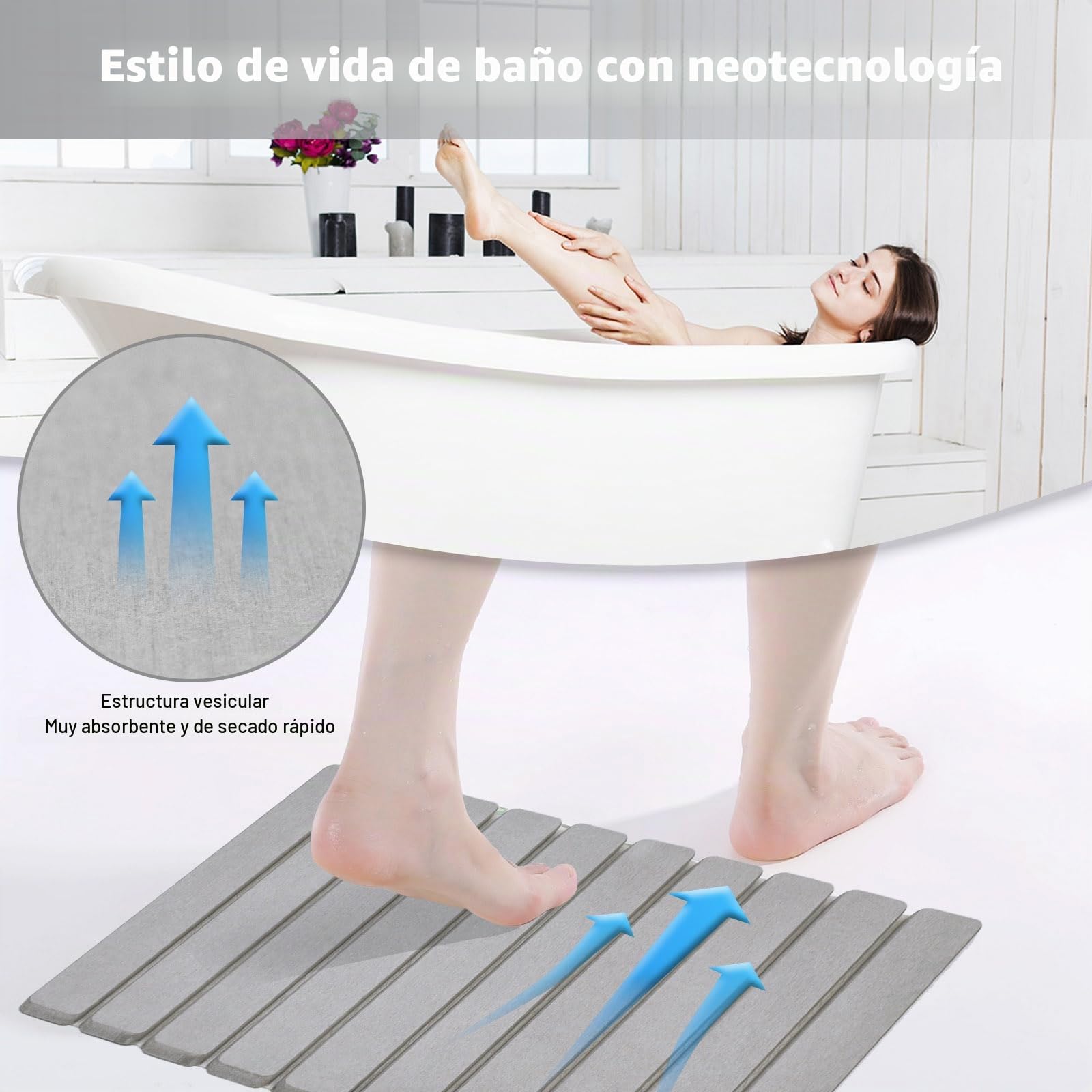 KEYCHAD Tapete de baño Plegable de Piedra, Antideslizante de Tierra de diatomeas, Gran Capacidad de absorción, Secado rápido, tapete Natural para baño, Puerta del hogar y Dormitorio, 23.4 x 15.4 | Secado rápido, súper absorbente, antideslizante, moderno t