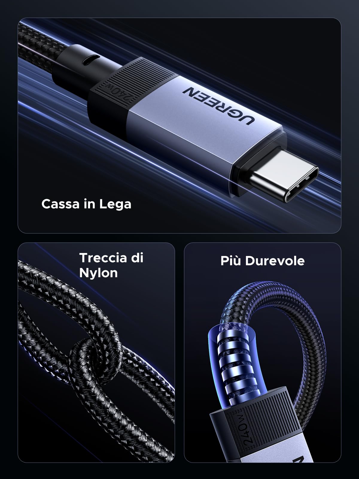 UGREEN Cavo USB C Attivo Gen3 40Gbps 240W Trasmissione Video 8K@60Hz (2M) | Ricarica Rapida Type C PD3.1, Compatibile con Monitor MacBook, Laptop, iPhone 17 Pro Max Air, Galaxy S26 25, iPad.