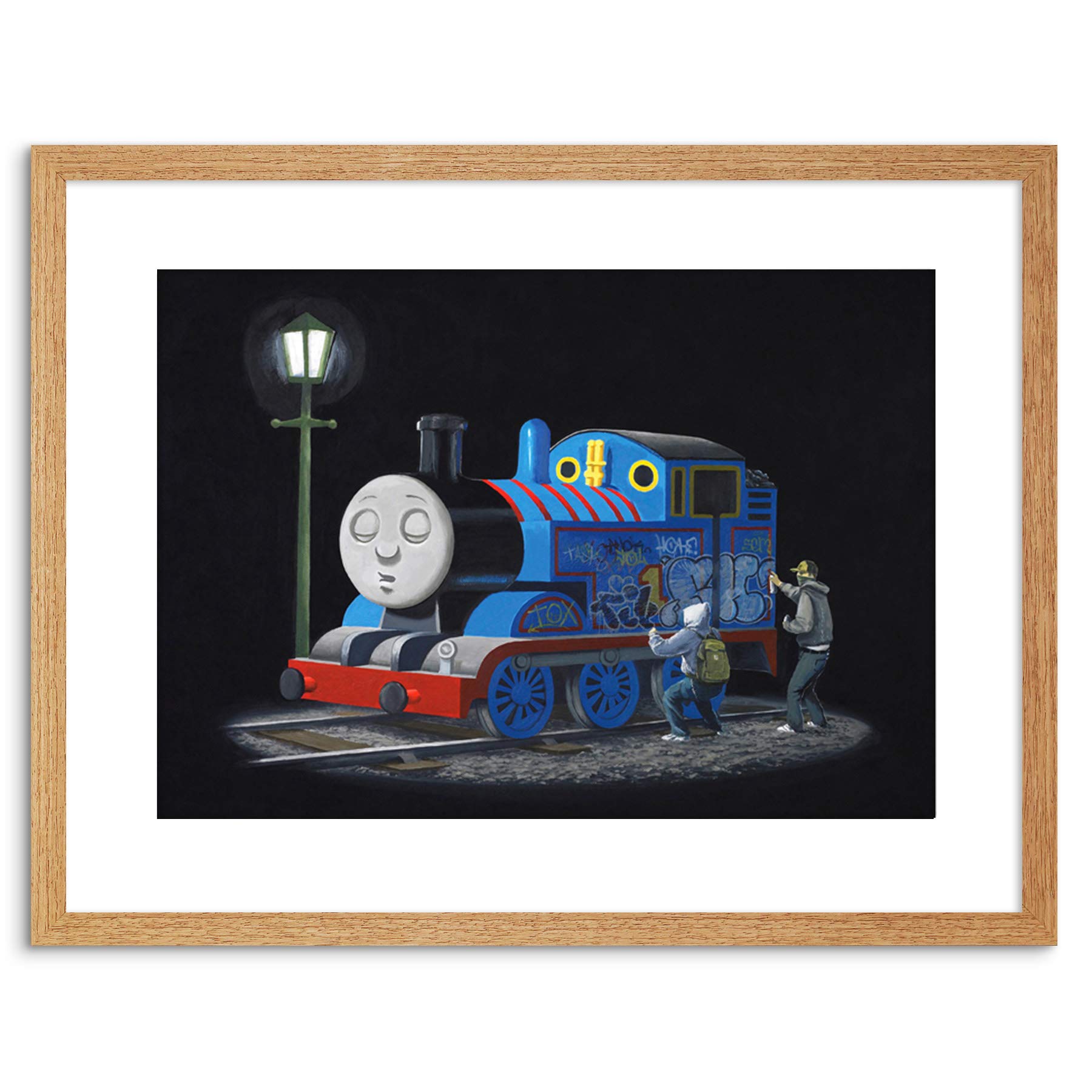 Wee Blue Coo Banksy Thomas Tank Engine Graffiti Street Art 9x7'' Framed Art Print F97x13724